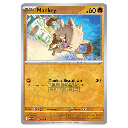 Pokemon - Scarlet & Violet - Base Set - Mankey - 107/198 - (Reverse Holo)