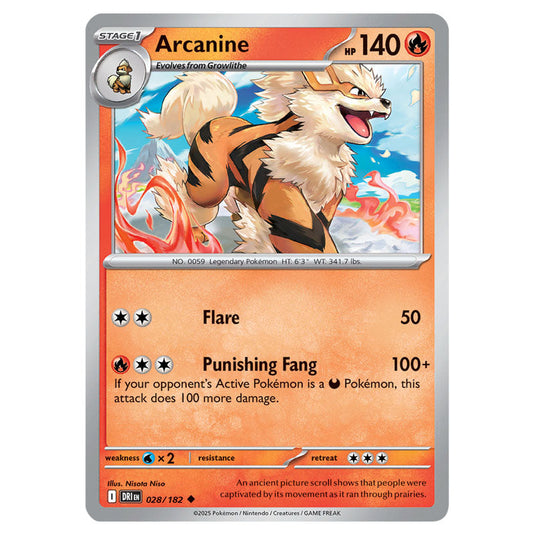 Arcanine 028 card from the Pokemon set Destined Rivals