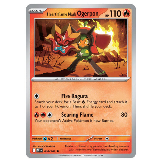 Hearthflame Mask Ogerpon 044 card from the Pokemon set Destined Rivals
