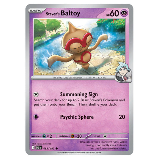 Steven's Baltoy 083 card from the Pokemon set Destined Rivals