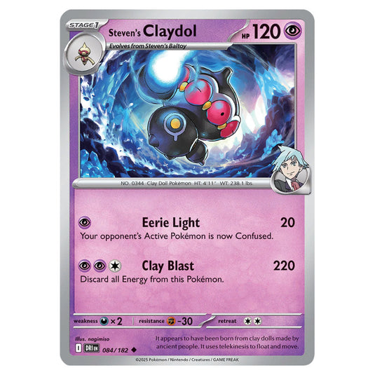 Steven's Claydol 084 card from the Pokemon set Destined Rivals
