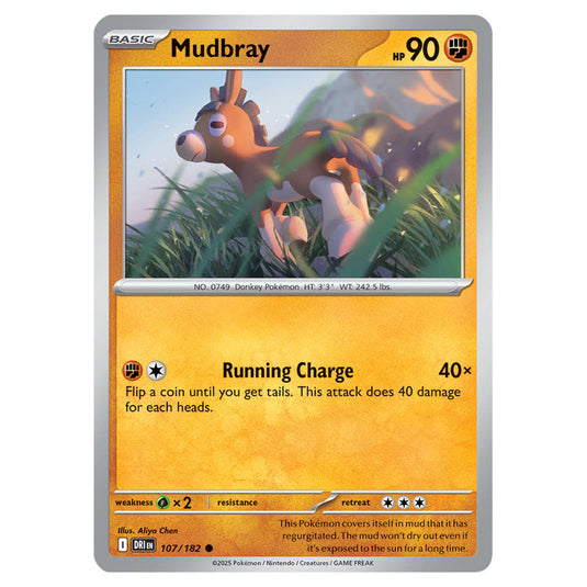 Mudbray 107 card from the Pokemon set Destined Rivals