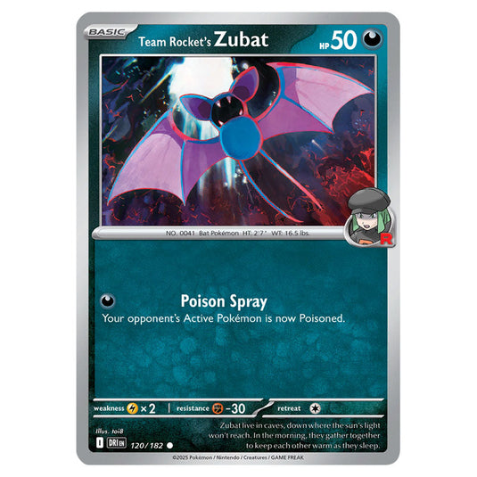 Team Rocket's Zubat 120 card from the Pokemon set Destined Rivals