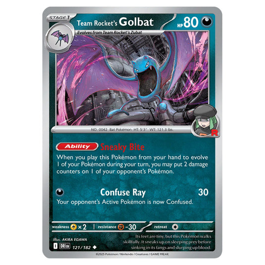 Team Rocket's Golbat 121 card from the Pokemon set Destined Rivals