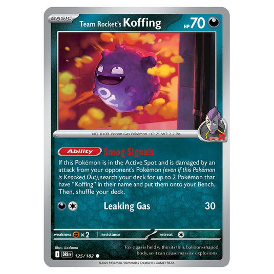 Team Rocket's Koffing 125 card from the Pokemon set Destined Rivals