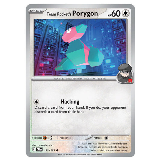 Team Rocket's Porygon 153 card from the Pokemon set Destined Rivals