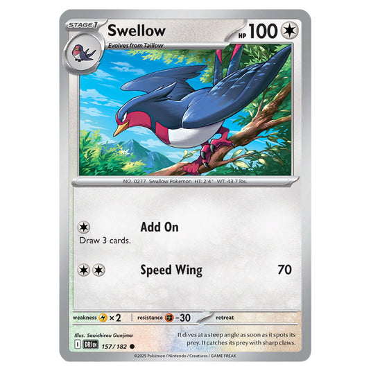 Swellow 157 card from the Pokemon set Destined Rivals