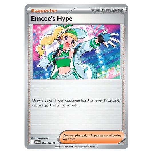 Emcee's Hype 163 card from the Pokemon set Destined Rivals