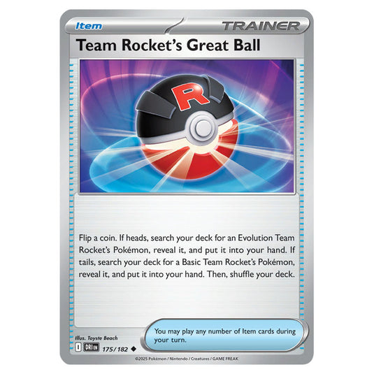 Team Rocket's Great Ball 175 card from the Pokemon set Destined Rivals