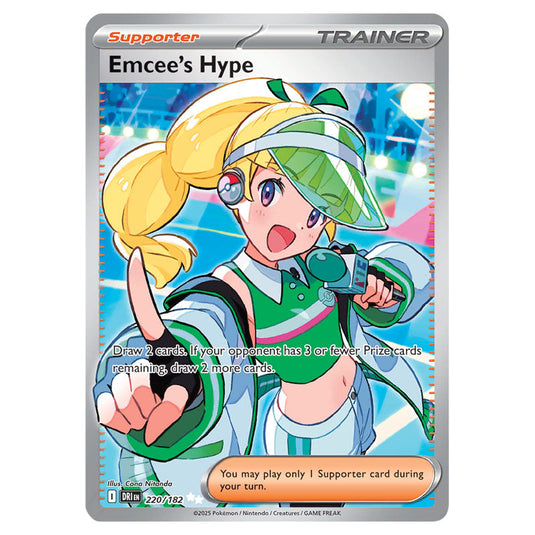Emcee's Hype 220 card from the Pokemon set Destined Rivals