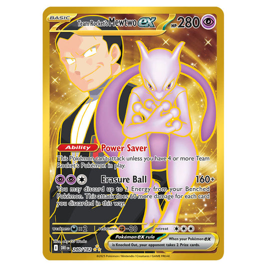 Team Rocket's Mewtwo ex 240 card from the Pokemon set Destined Rivals