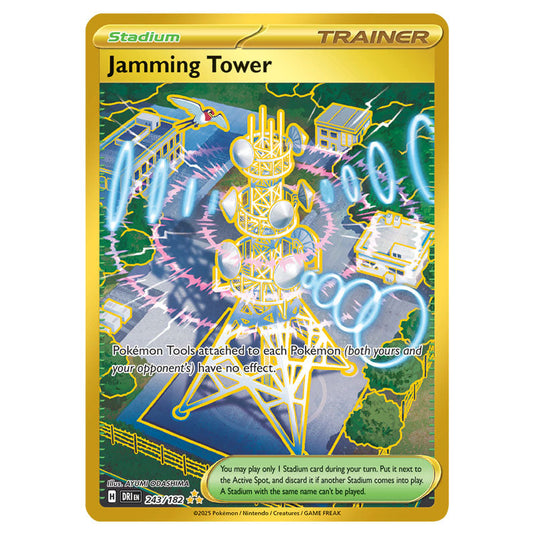 Jamming Tower 243 card from the Pokemon set Destined Rivals