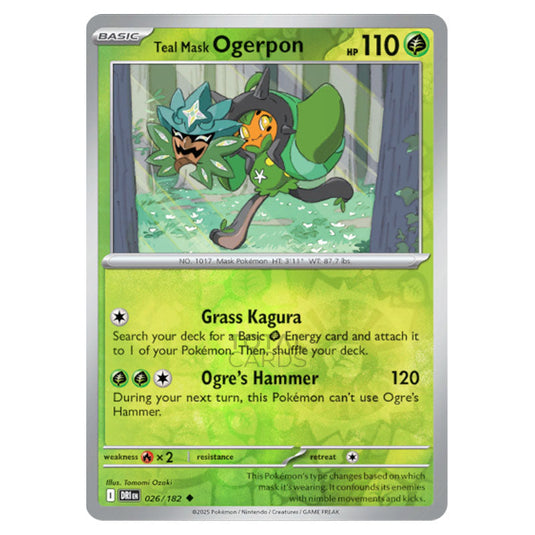 Teal Mask Ogerpon 026 card from the Pokemon set Destined Rivals