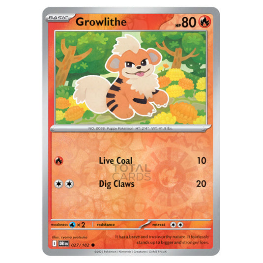 Growlithe 027 card from the Pokemon set Destined Rivals