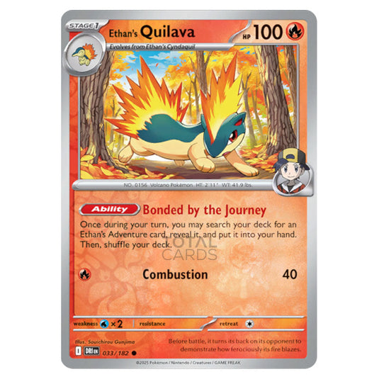 Ethan's Quilava 033 card from the Pokemon set Destined Rivals