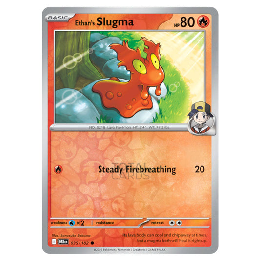 Ethan's Slugma 035 card from the Pokemon set Destined Rivals