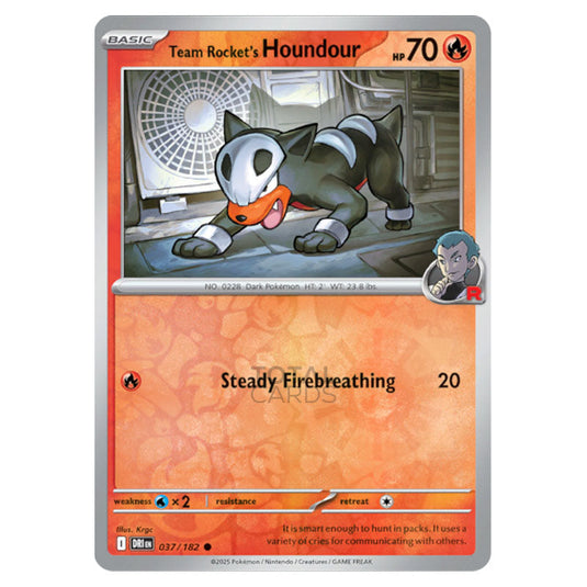 Team Rocket's Houndour 037 card from the Pokemon set Destined Rivals