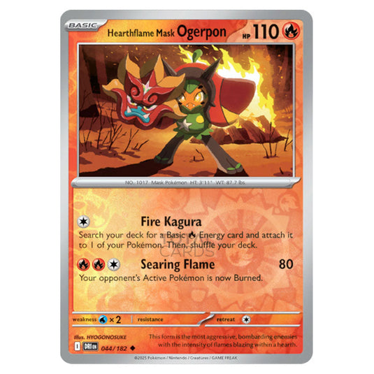 Hearthflame Mask Ogerpon 044 card from the Pokemon set Destined Rivals