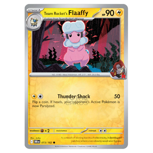 Team Rocket's Flaaffy 073 card from the Pokemon set Destined Rivals