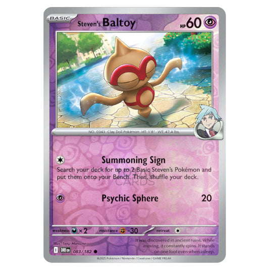 Steven's Baltoy 083 card from the Pokemon set Destined Rivals