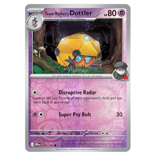 Team Rocket's Dottler 088 card from the Pokemon set Destined Rivals