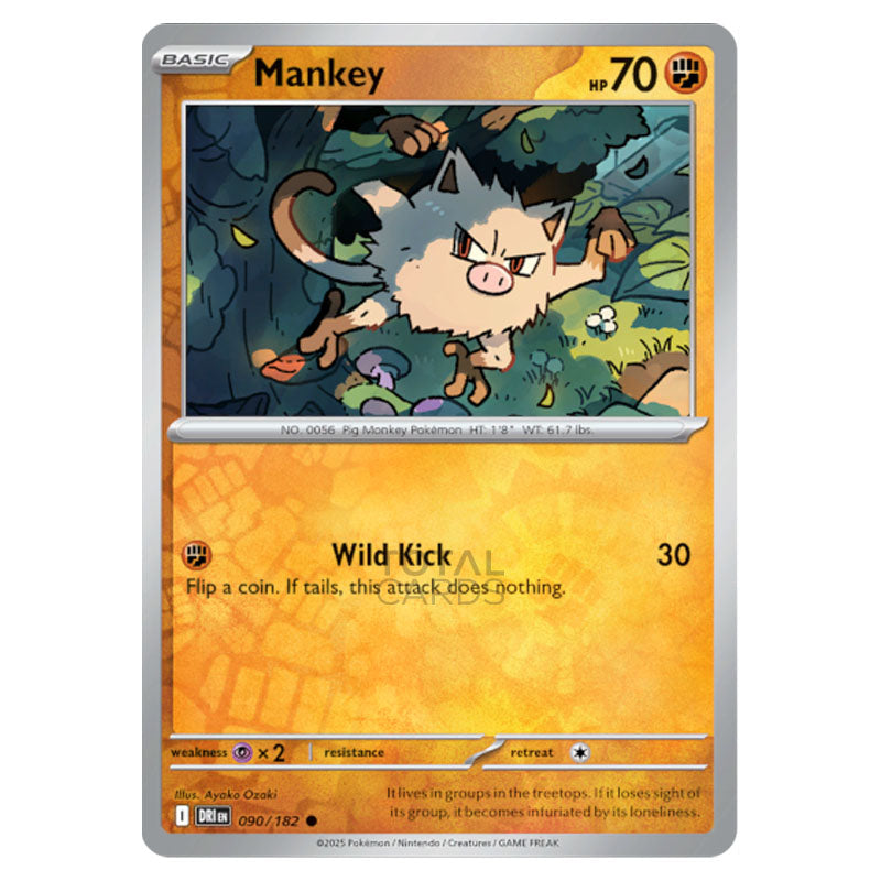 Mankey Destined Rivals Pokemon - Scarlet & Violet - Destined Rivals - Mankey - 090/182 - (Rev