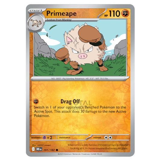 Primeape 091 card from the Pokemon set Destined Rivals