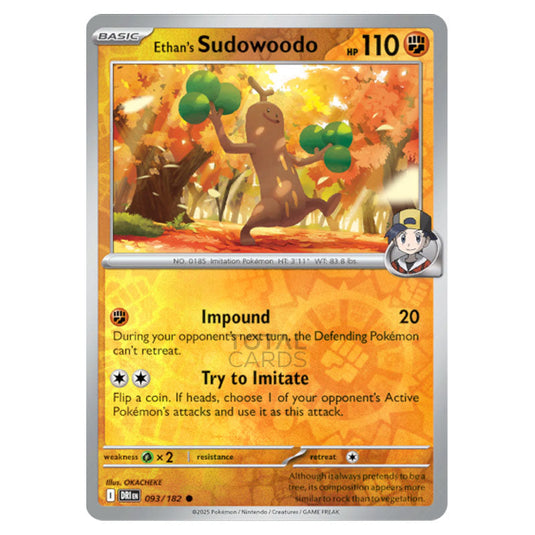Ethan's Sudowoodo 093 card from the Pokemon set Destined Rivals