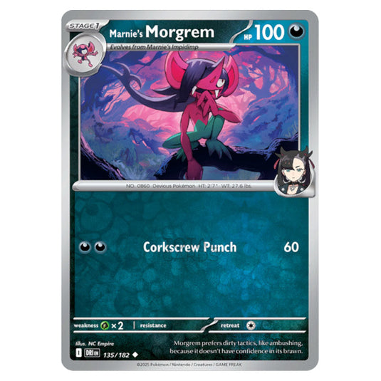 Marnie's Morgrem 135 card from the Pokemon set Destined Rivals