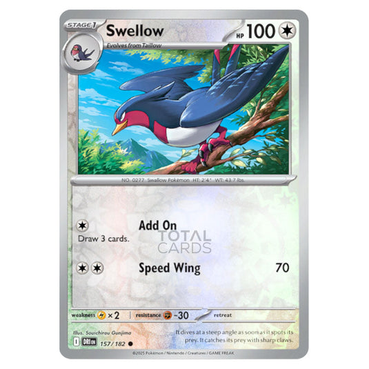 Swellow 157 card from the Pokemon set Destined Rivals