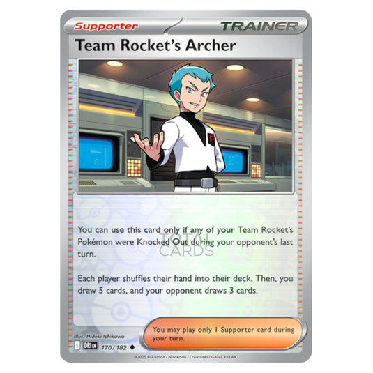 Team Rocket's Archer 170 card from the Pokemon set Destined Rivals