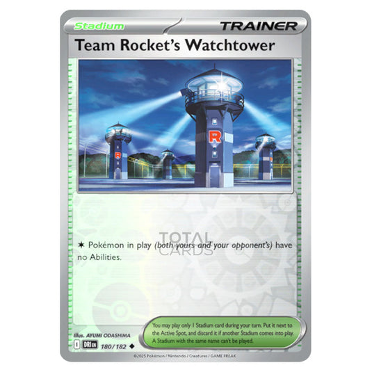 Team Rocket's Watchtower 180 card from the Pokemon set Destined Rivals