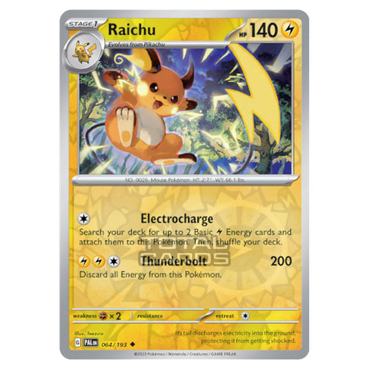 Pokemon - Scarlet & Violet - Paldea Evolved - Raichu - 064/193 - (Reverse Holo)