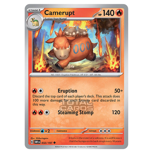 Pokemon - Scarlet & Violet - Obsidian Flames - Camerupt - 032/197 Pokemon - Scarlet & Violet - Obsidian Flames - Camerupt - 032/197