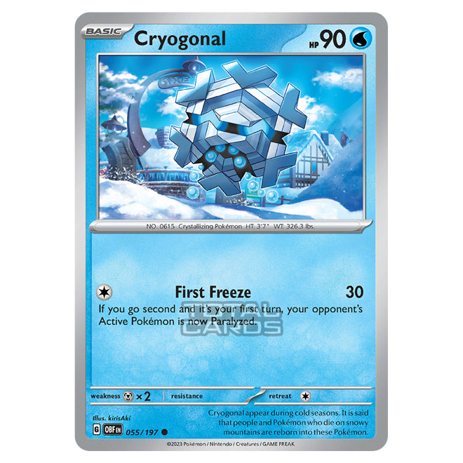 cryogonal pokemon card Pokemon - Scarlet & Violet - Obsidian Flames - Cryogonal