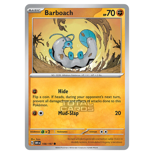 Pokemon - Scarlet & Violet - Obsidian Flames - Barboach - 108/197