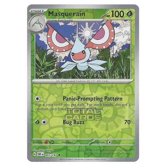 Pokemon - Scarlet & Violet - Obsidian Flames - Masquerain - 007/197 - (Reverse Holo)