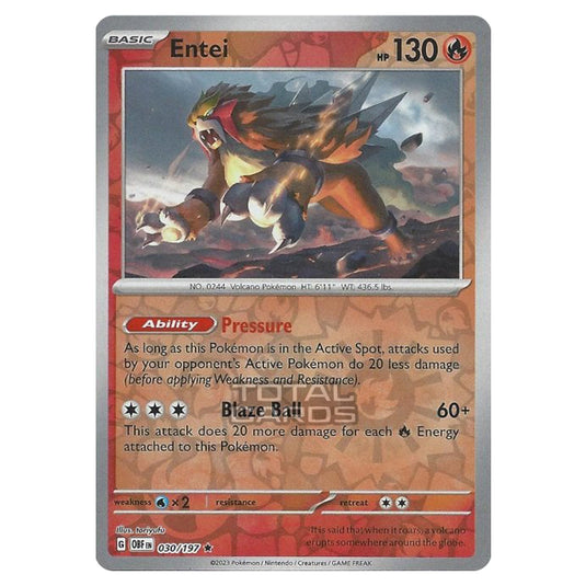 Pokemon - Scarlet & Violet - Obsidian Flames - Entei - 030/197 - (Reverse Holo)