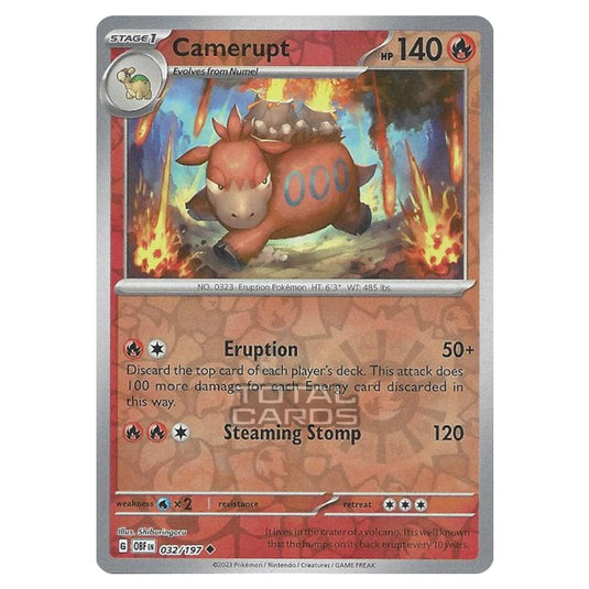 Pokemon - Scarlet & Violet - Obsidian Flames - Camerupt - 032/197 - (Reverse Holo)