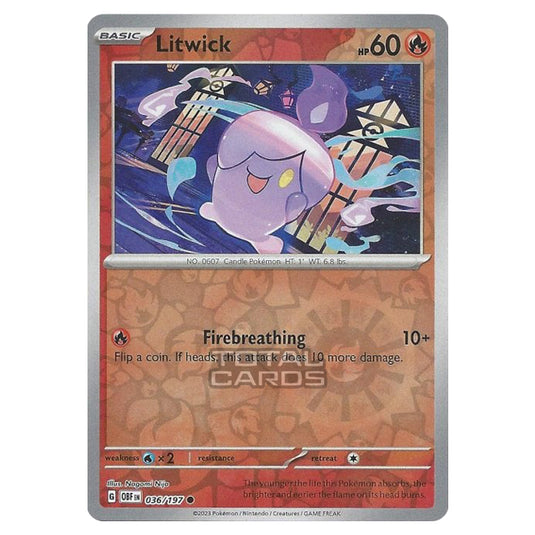 Pokemon - Scarlet & Violet - Obsidian Flames - Litwick - 036/197 - (Reverse Holo)