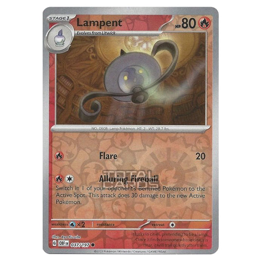 Pokemon - Scarlet & Violet - Obsidian Flames - Lampent - 037/197 - (Reverse Holo)