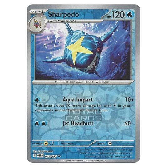 Pokemon - Scarlet & Violet - Obsidian Flames - Sharpedo - 047/197 - (Reverse Holo)