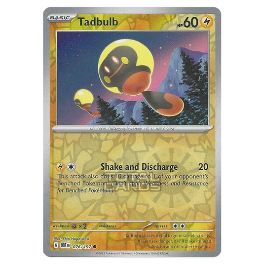 Pokemon - Scarlet & Violet - Obsidian Flames - Tadbulb - 076/197 - (Reverse Holo)