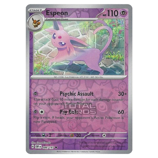 Pokemon - Scarlet & Violet - Obsidian Flames - Espeon - 086/197 - (Reverse Holo)