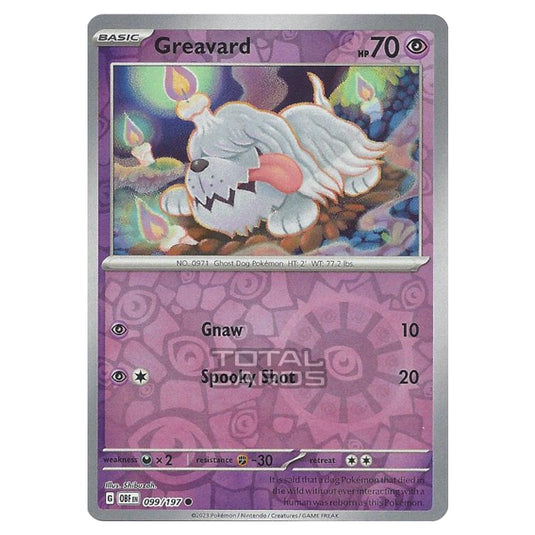 Pokemon - Scarlet & Violet - Obsidian Flames - Greavard - 099/197 - (Reverse Holo)