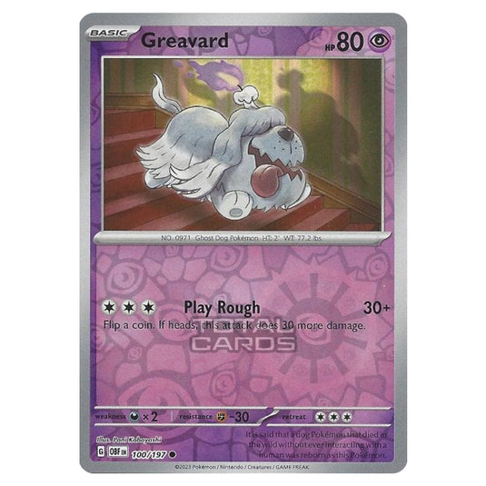 Pokemon - Scarlet & Violet - Obsidian Flames - Greavard - 100/197 - (Reverse Holo)