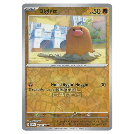 Pokemon - Scarlet & Violet - Obsidian Flames - Diglett - 103/197 - (Reverse Holo)