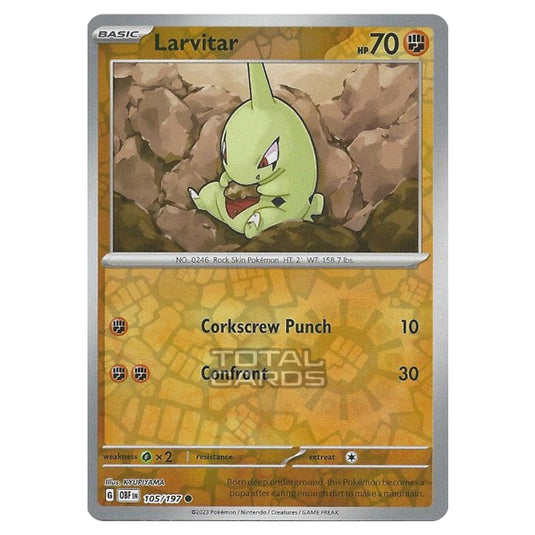 Pokemon - Scarlet & Violet - Obsidian Flames - Larvitar - 105/197 - (Reverse Holo)