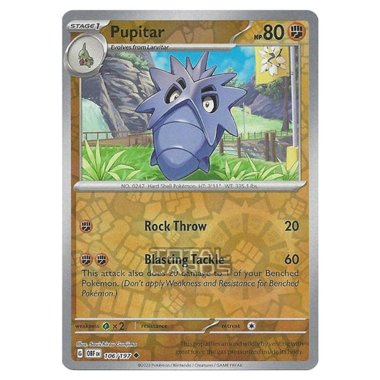 Pokemon - Scarlet & Violet - Obsidian Flames - Pupitar - 106/197 - (Reverse Holo)