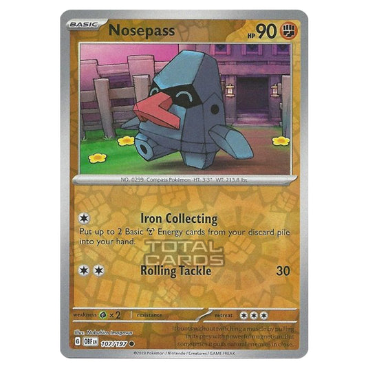 Pokemon - Scarlet & Violet - Obsidian Flames - Nosepass - 107/197 - (Reverse Holo)